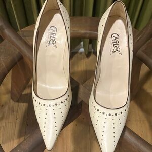 Carlos by Carlos Santana Cream/Black Polk Dot Heels.
